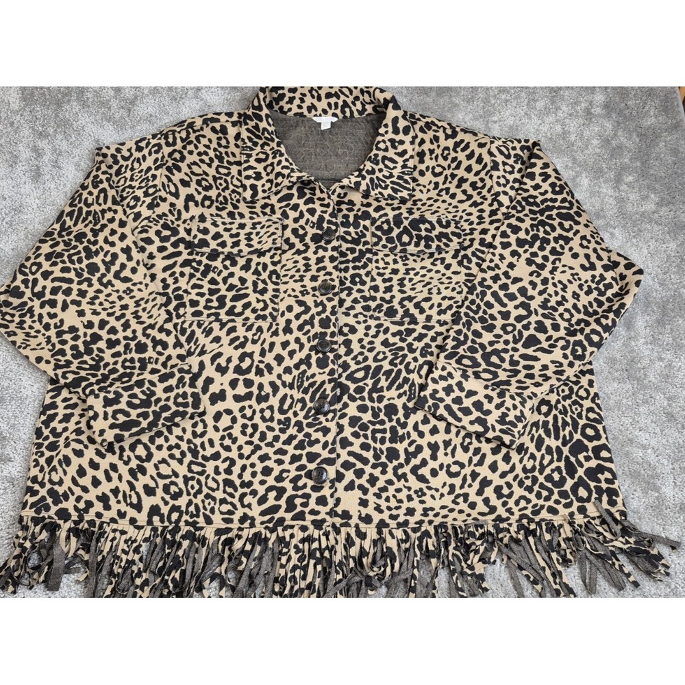 Cato Womans Size 26/28W Animal  Leopard Print  Button Blazer Jacket‎